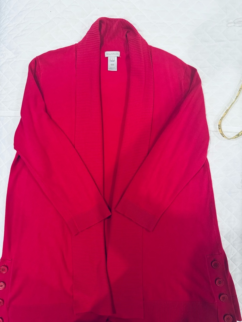 Multiple By Michael Stars Magenta Pink Open Front Cardigan